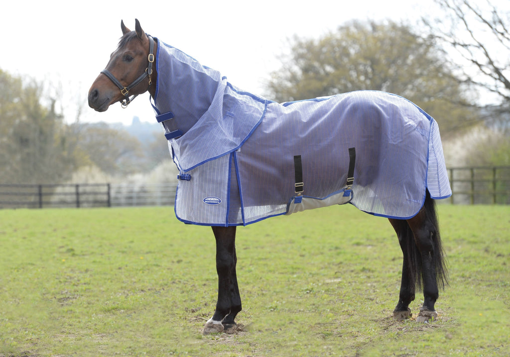 White/Blue Ripshield Detach-A-Neck Fly Sheet I810