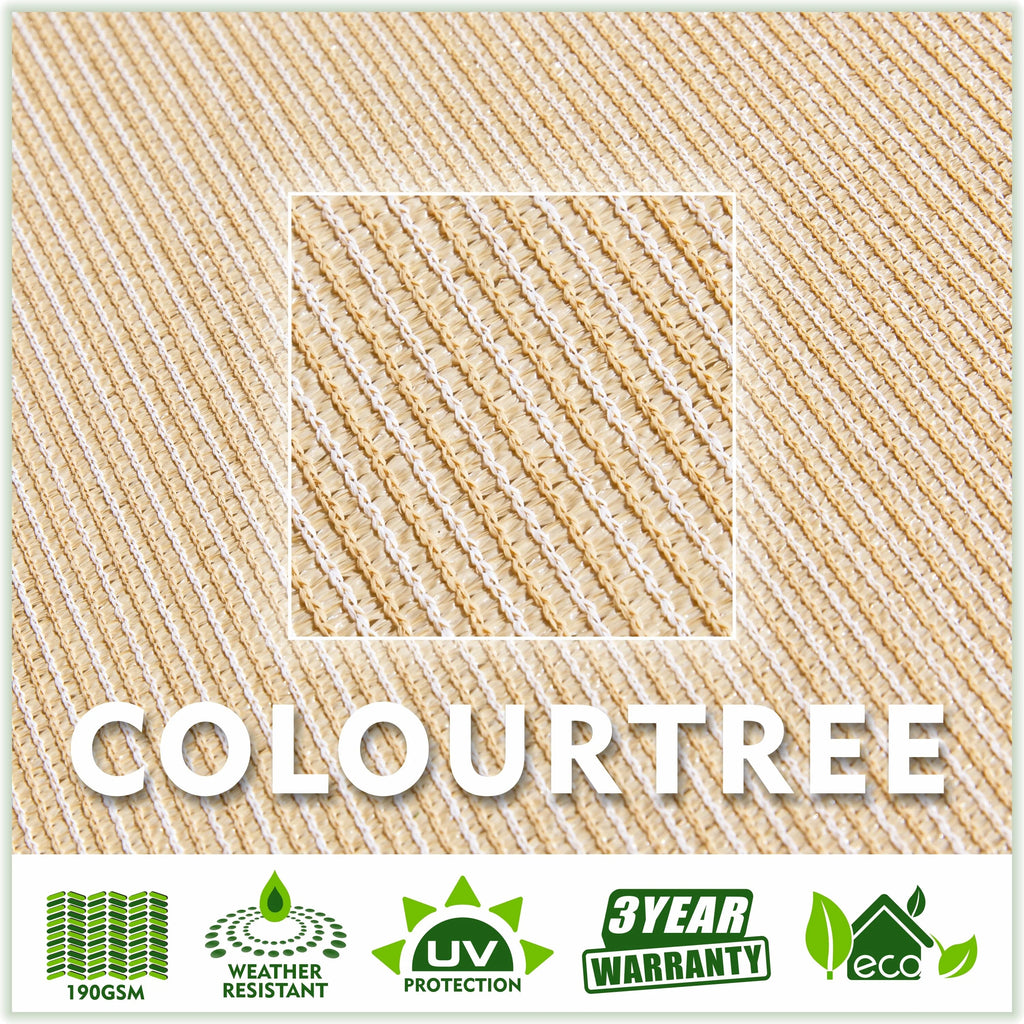 Beige 12' x 12' HDPE Mesh Sun Shade Sail Canopy L296578