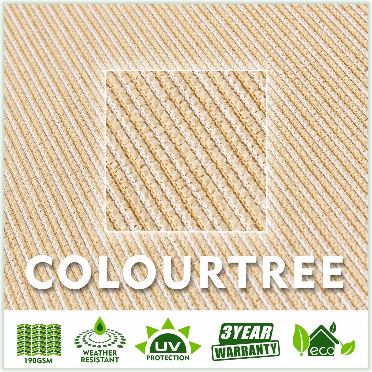 Beige 12' x 12' HDPE Mesh Sun Shade Sail Canopy L296578