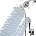 Matte Black 8″ Round Rain Shower Head and 5 Settings Handheld Shower Filter Combo with Self-adhesive Holder, 1.5M Hose, 1 Replaceable Filter Cartridge, Pack of 2 I740