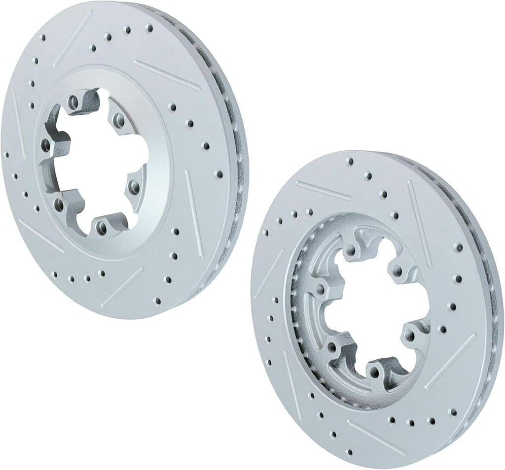 Drilled Slotted Front Brake Kit Rotors & Pads with Hardware Kit & Cleaner & Fluid X441554