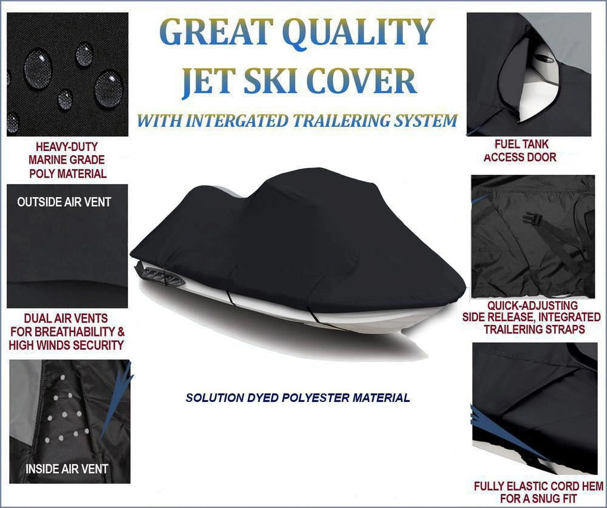 Black 600 Denier Jet Ski PWC Cover 2 Seater E227643
