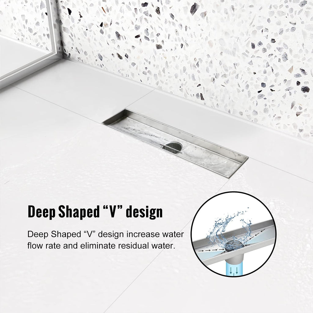 Brushed 304 Stainless Steel Linear Shower Drain 24 inch, Pack of 2 L69094