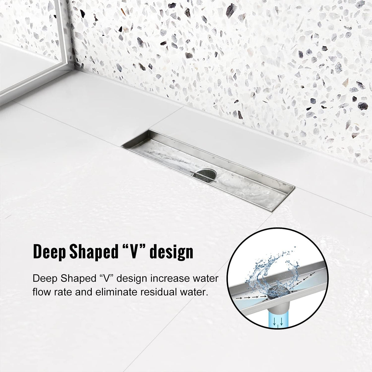 Brushed 304 Stainless Steel Linear Shower Drain 24 inch, Pack of 2 L69094