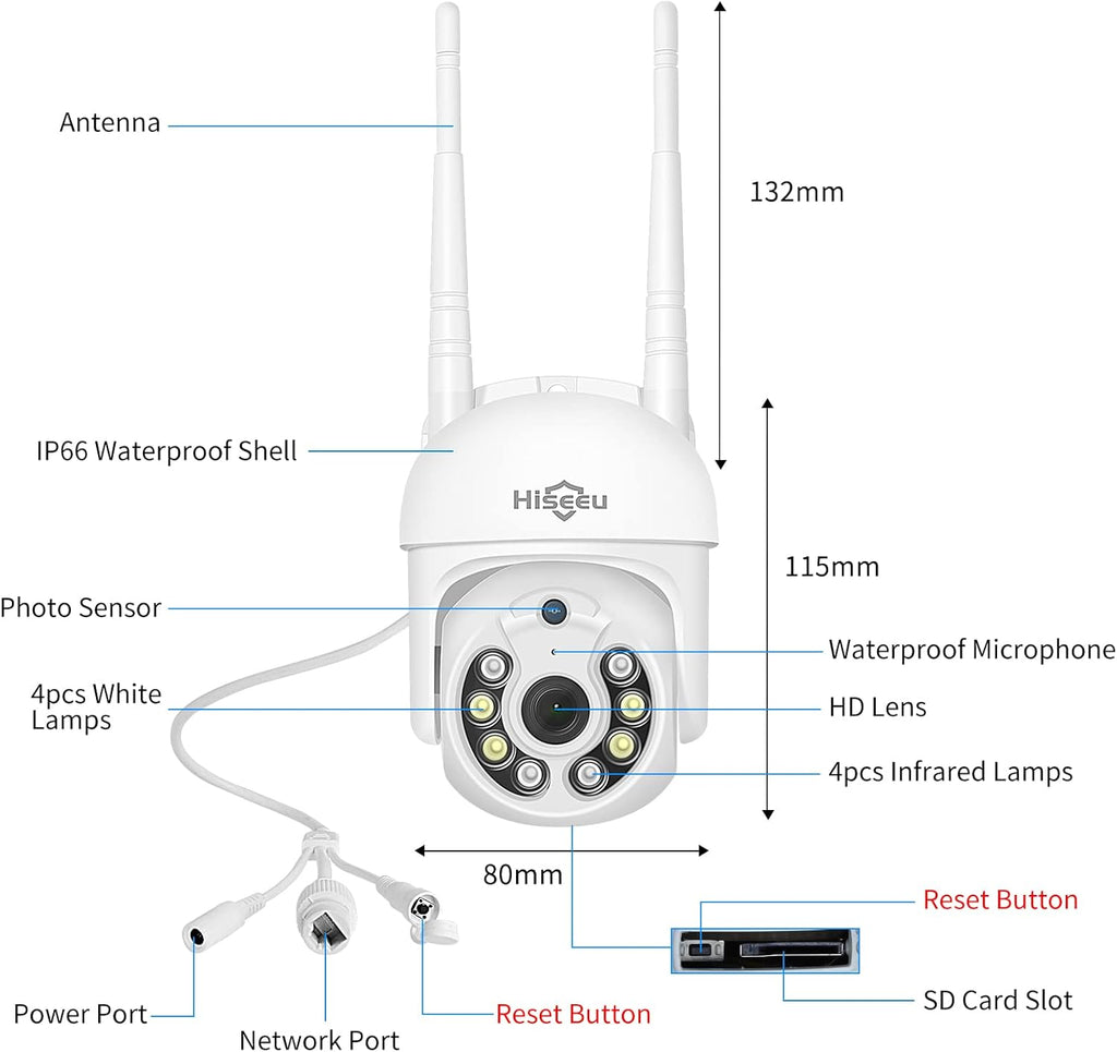 3MP Outdoor Wireless Security Camera with Floodlights H758