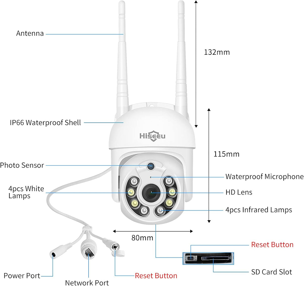3MP Outdoor Wireless Security Camera with Floodlights H758