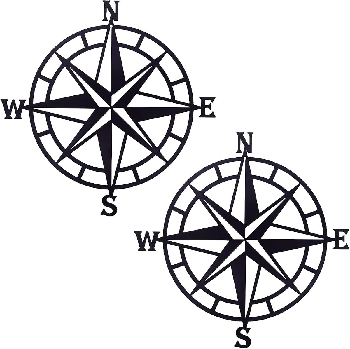 11 Inches Metal Nautical Compass Wall Decor, Cyan Gray, Pack of 2 I906491