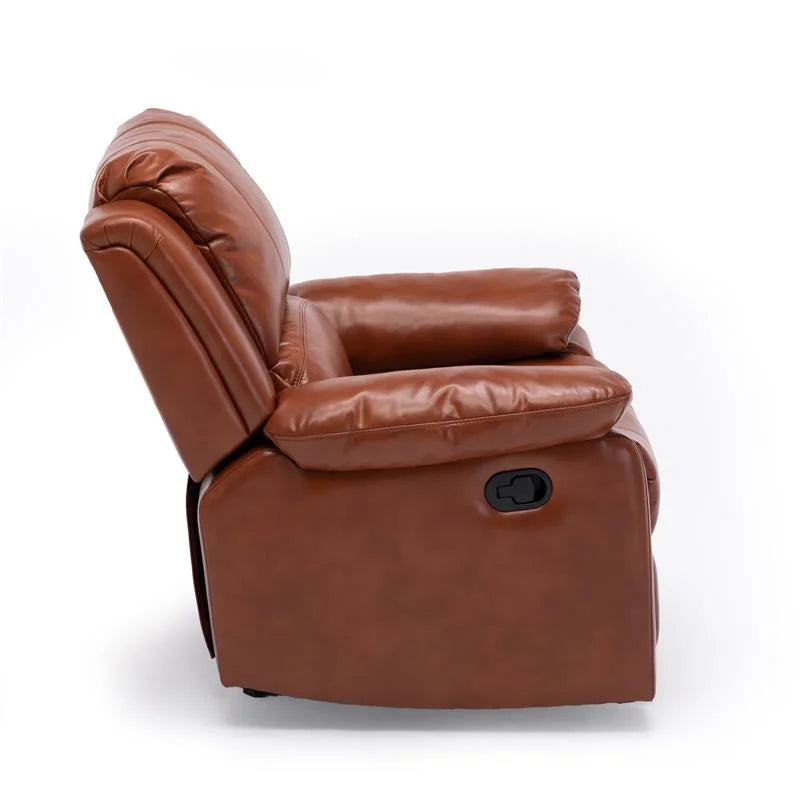 Caramel Faux Leather Glider Rocker Recliner T92316