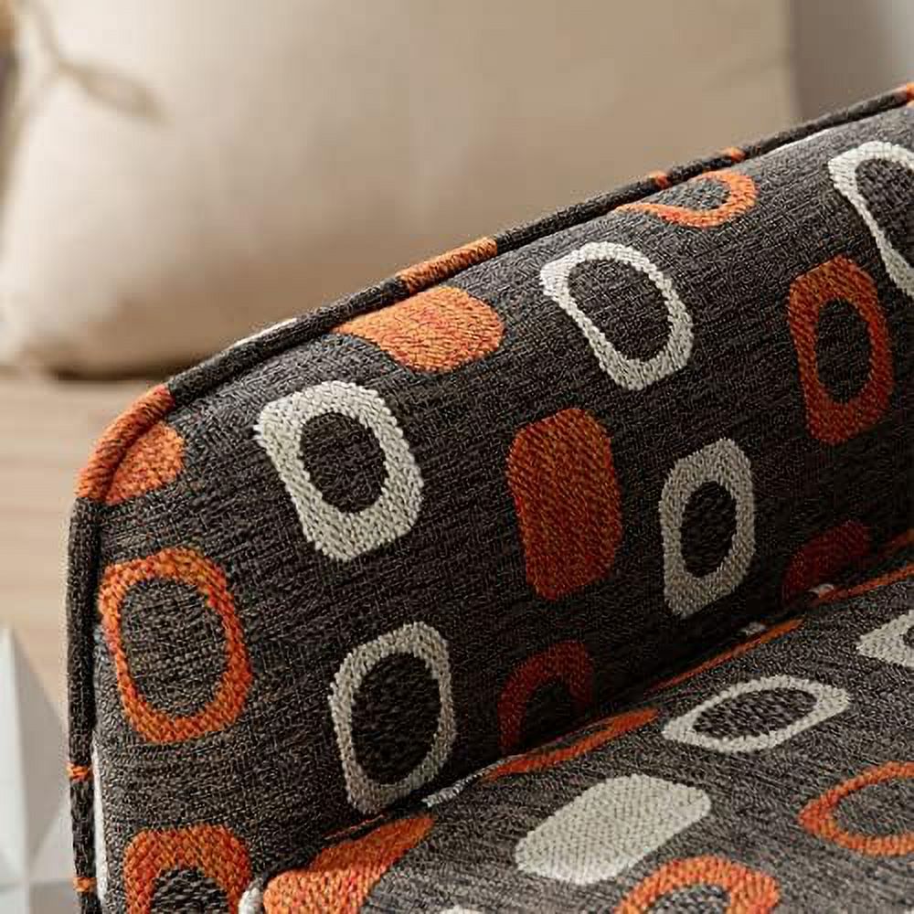 Grey Pattern Linen Fabric Accent Chair E567