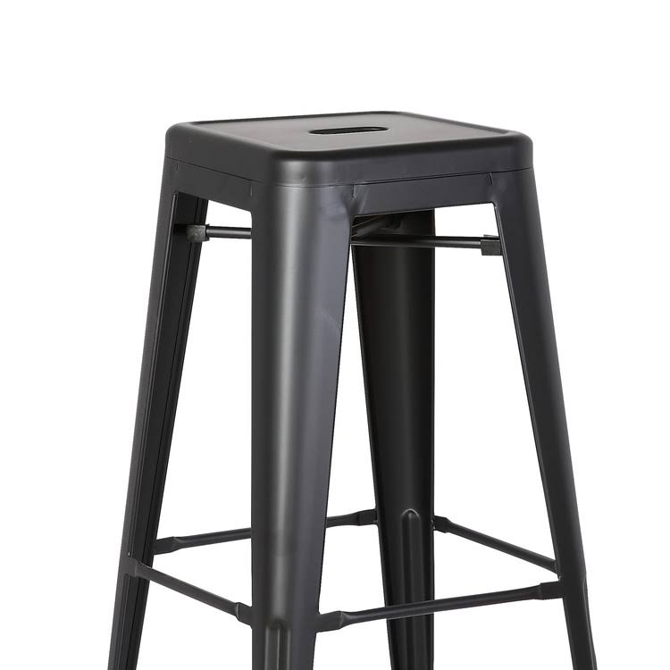 Square Wooden Counter Stool with Metal Legs Distressed White - Set of 2 G992624