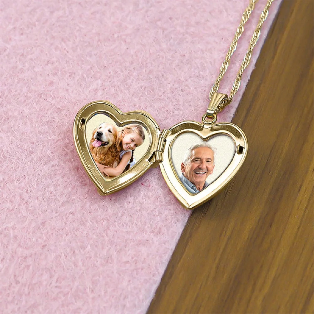 Solid 14K Yellow Gold Heart Locket Necklace Pendant S385