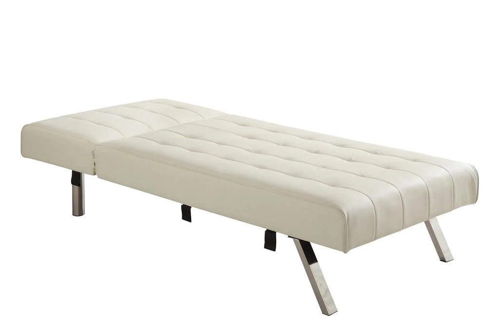 Vanilla Faux Leather Sectional Futon Sofa Bed with Chrome Legs P483