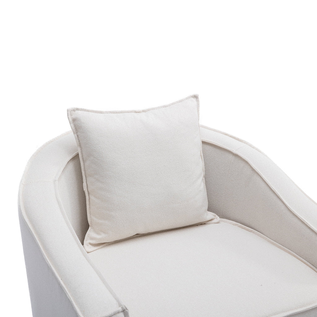 Olive Linen Microsuede Fabric Barrel Chair with Ottoman O247636