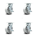 6x22 Semi Steel Cast Iron Swivel Caster Set of 4 with Top Lock Brakes B80958