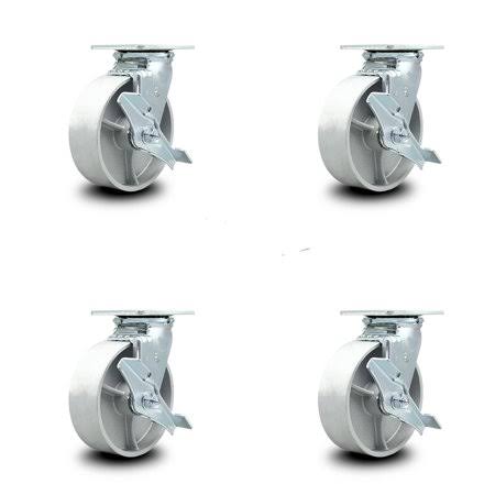 6x22 Semi Steel Cast Iron Swivel Caster Set of 4 with Top Lock Brakes B80958