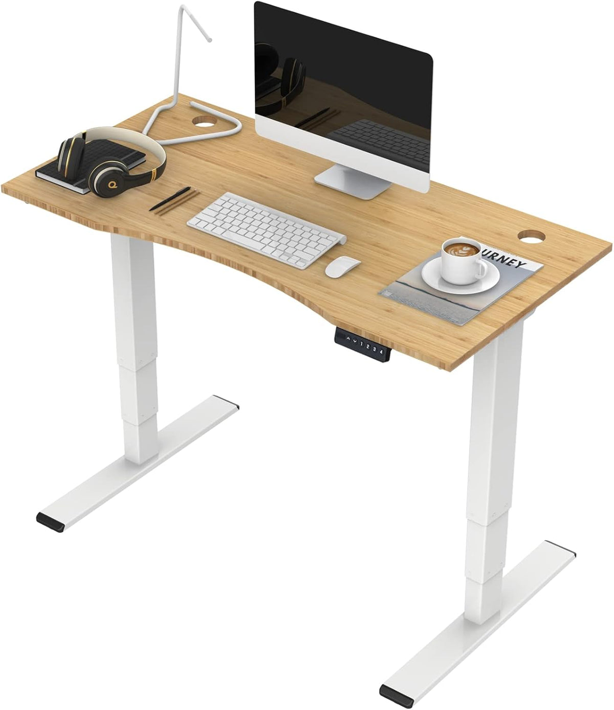 Electric Adjustable Height Standing Desk with Bamboo Top M42162