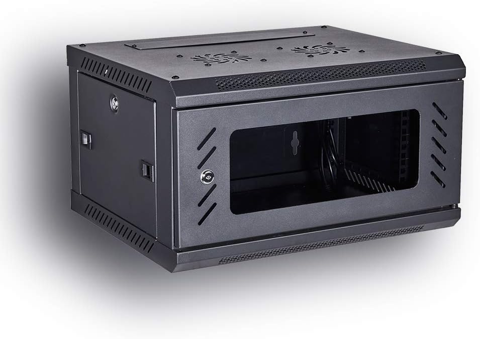 19-Inch Wall Mount Server Rack Cabinet with Locking Tempered Glass Door G589