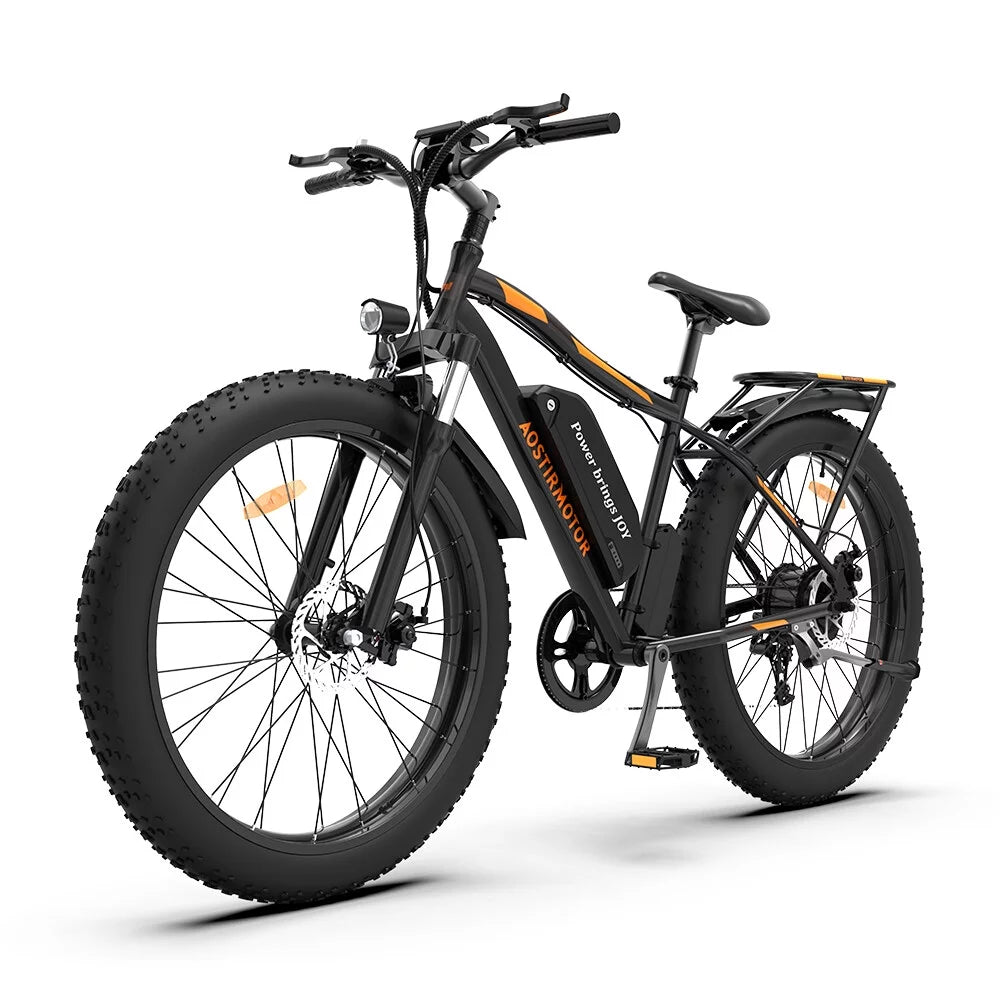 26" 750W Electric Bike Fat Tire 48V 13AH Removable Lithium Battery with Detachable Rear Rack (Black) I355398