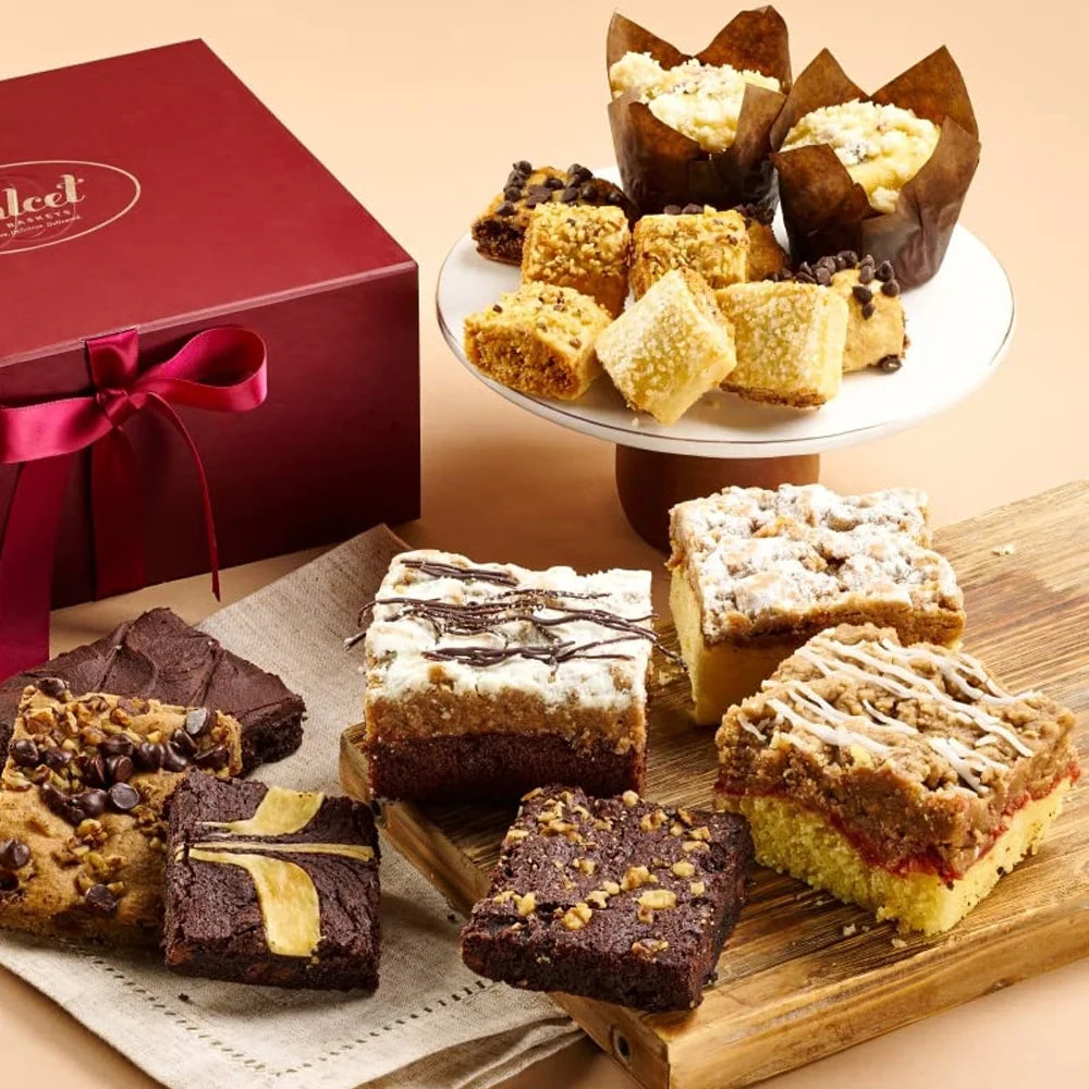 Gourmet Food Gift Basket with Assorted Brownies, Crumb Cakes, Rugelah, and Muffins B7478