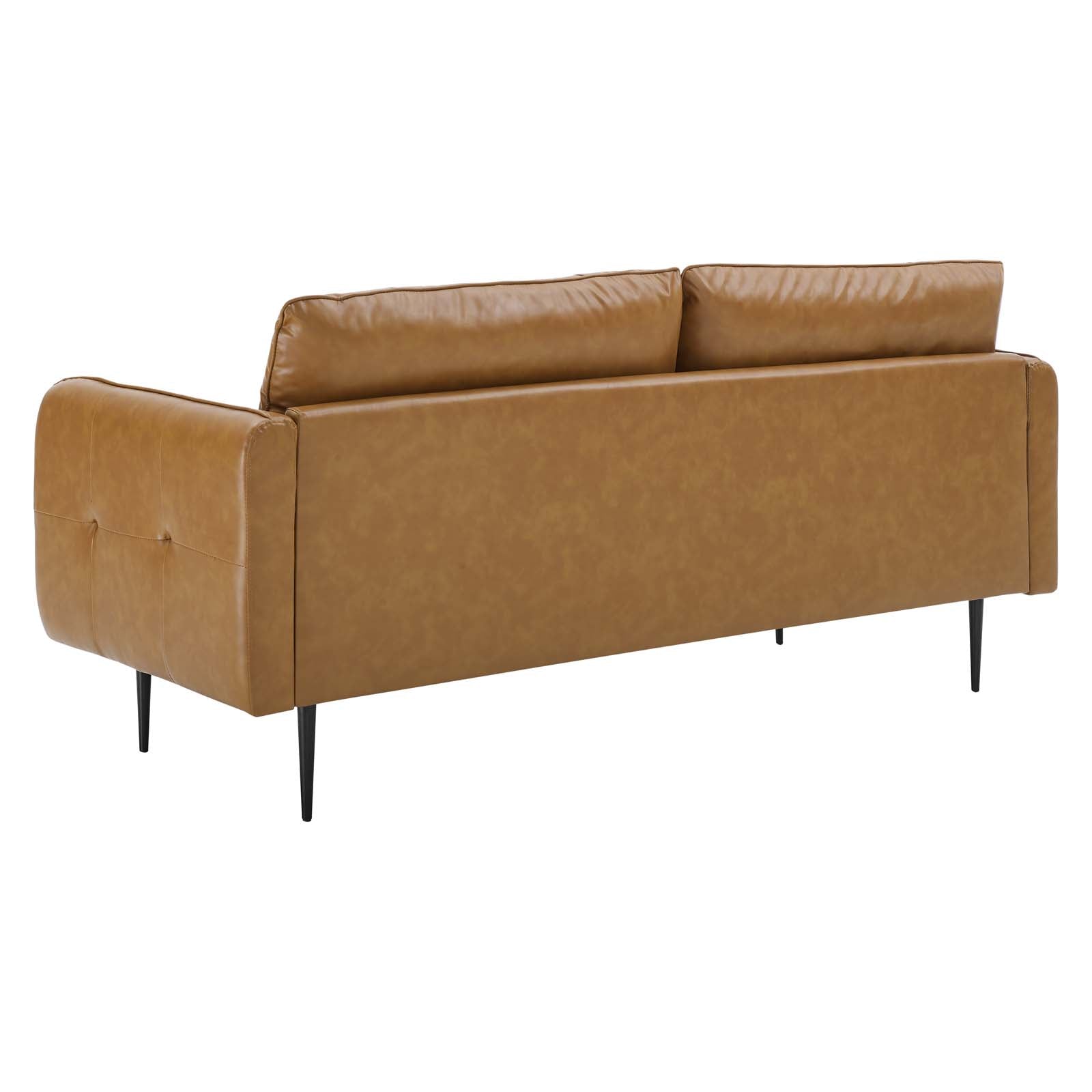 Tan Faux Leather Tufted Sofa J91764
