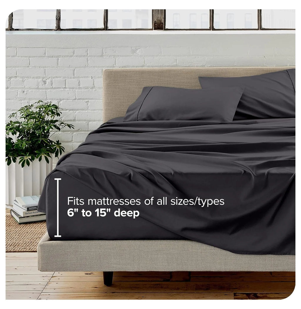 Short Queen 4 Piece Microfiber Sheet Set with Deep Pockets U64585