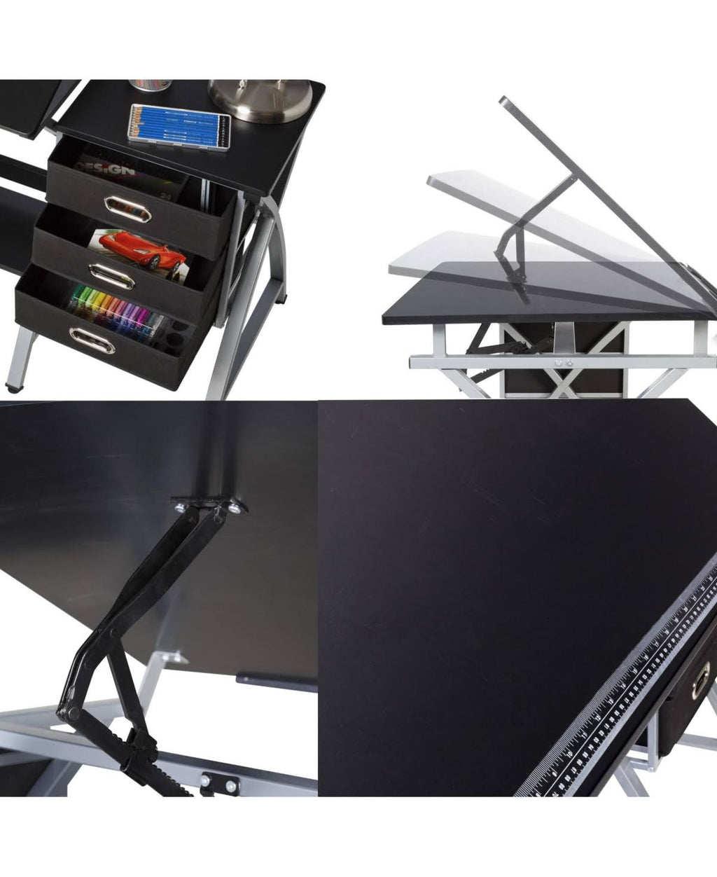 Black/Silver Craft Station with Stool C65739
