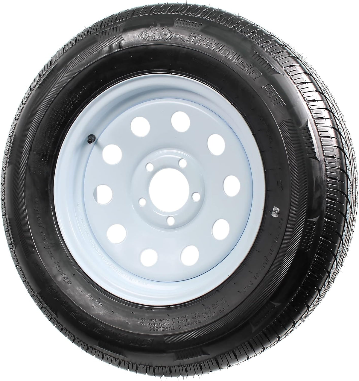Radial Trailer Tire On Rim ST205/75R15 15 5 Lug Wheel White Modular Y847506