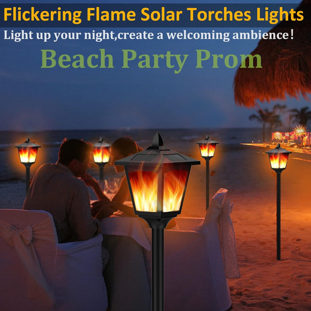 Solar Torch Light with Flickering Flame, IP55 Waterproof Solar Powered - 4 Pack K217