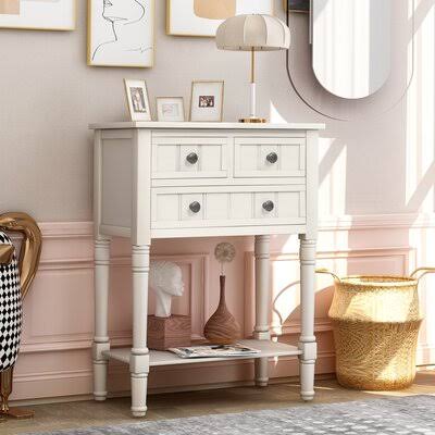 Narrow Console Table with Three Storage Drawers and Bottom Shelf I967685