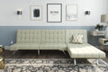 Vanilla Faux Leather Sectional Futon Sofa Bed with Chrome Legs P483