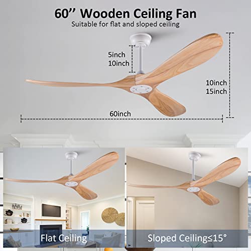 60 inch Solid Wood Ceiling Fan with Remote Control F13481