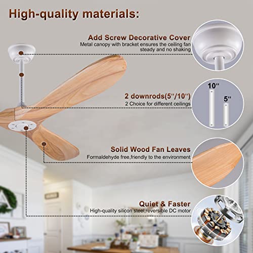 60 inch Solid Wood Ceiling Fan with Remote Control F13481