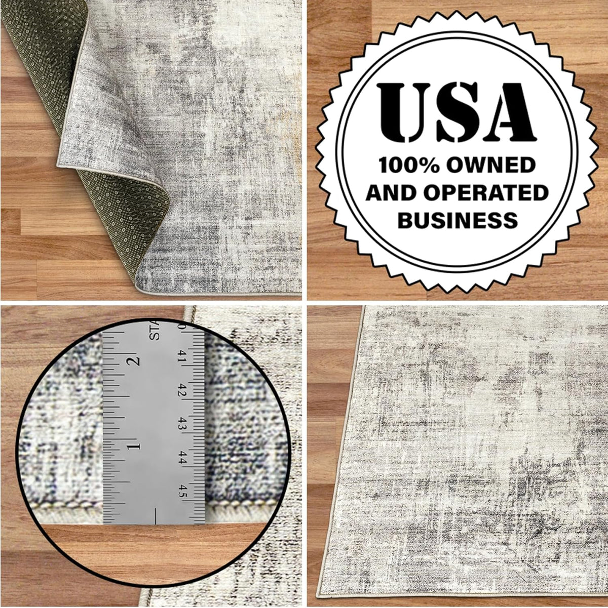 Beige 2'6" x 6' Machine Washable Area Rug Runner W785714