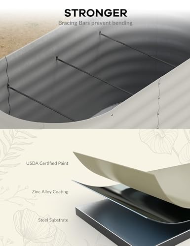 Beige Galvanized Raised Garden Bed C726