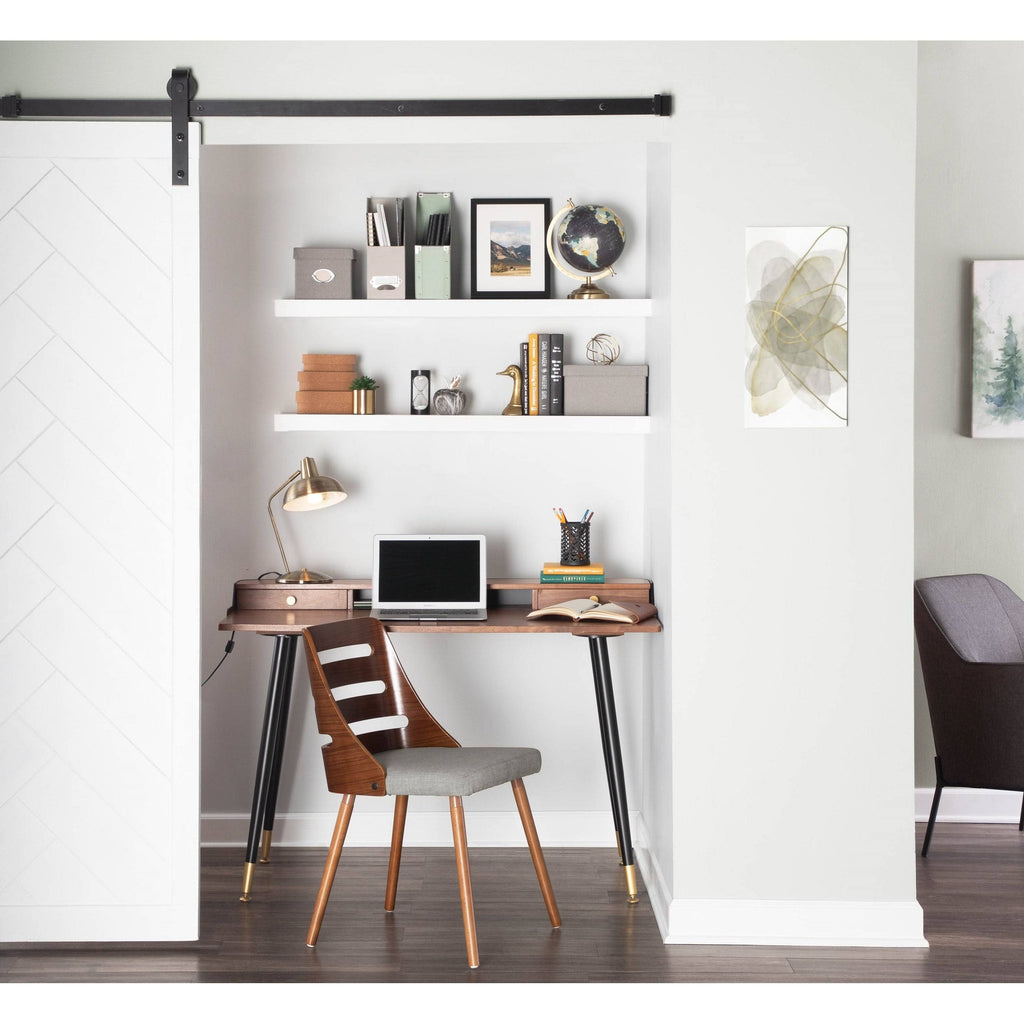 Walnut Wood Dining Chair with Grey Fabric Z199