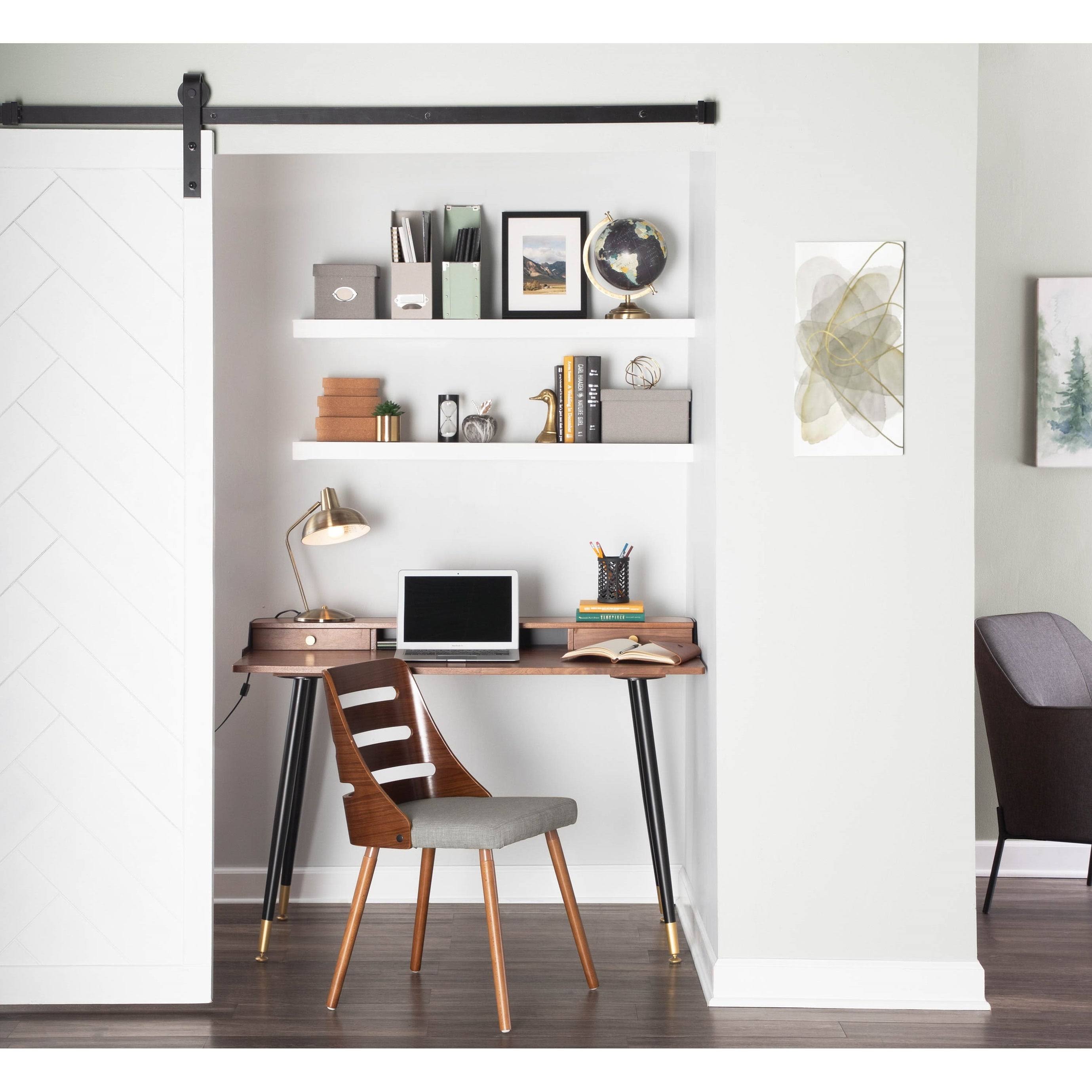 Walnut Wood Dining Chair with Grey Fabric Z199
