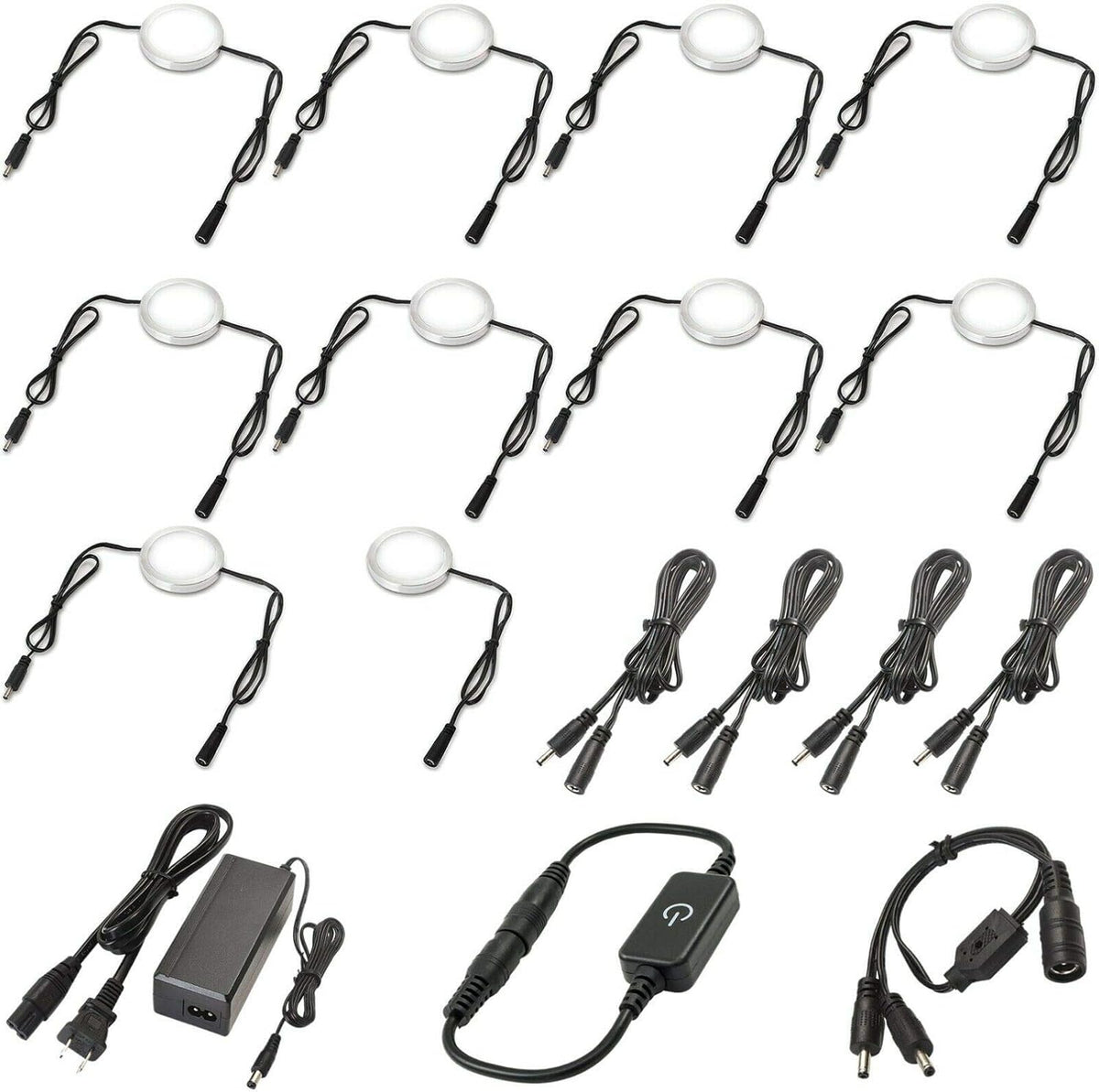 Under Cabinet LED Lighting Kit, Touch Dimmable, 12 Lights, Warm White M453