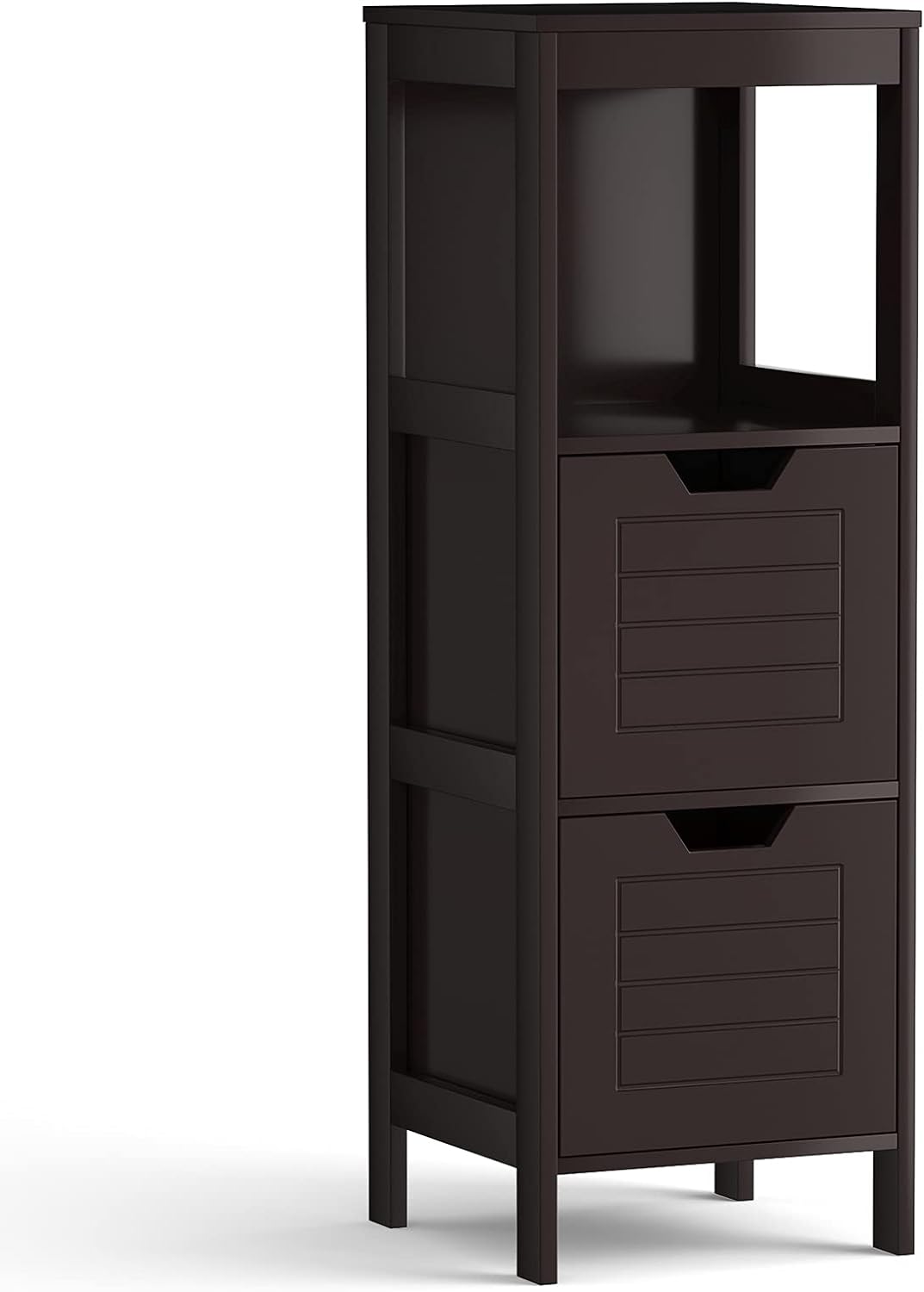 Grey Wooden Bathroom Floor Cabinet with 2 Adjustable Drawers V176