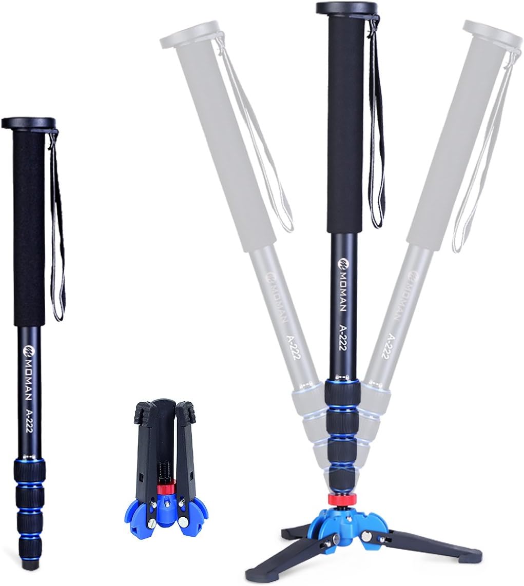 Monopod Tripod with Feet for Camera DSLR Camcorder, Lightweight Aluminum Alloy, 5 Sections up to 65 inch, Pack of 2 J52935