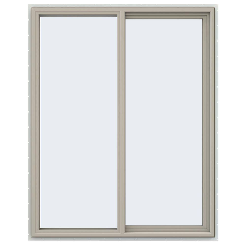 Desert Sand Vinyl Right-Handed Sliding Window with Fiberglass Mesh Screen T9256