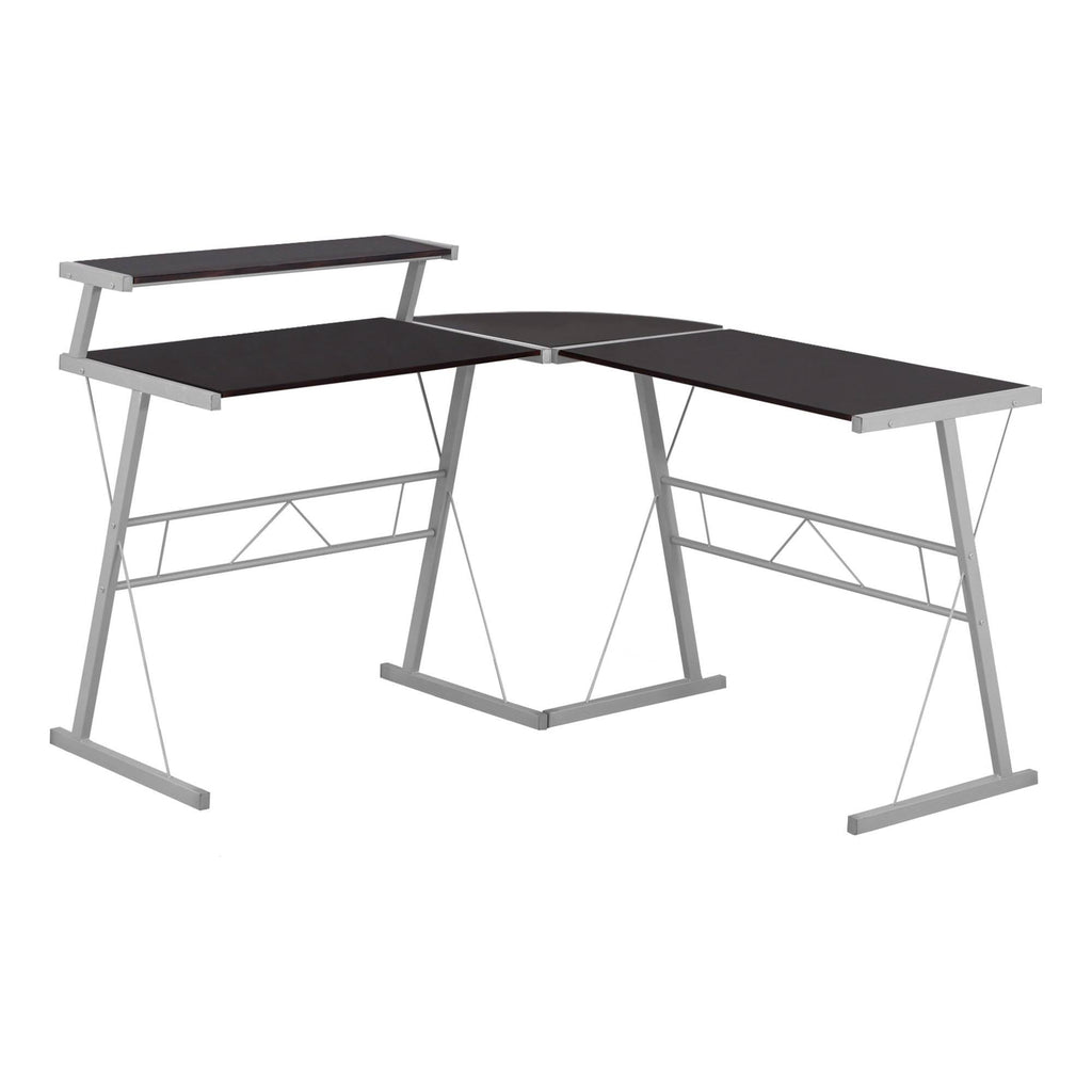 Cappuccino Top Silver Metal Computer Desk L362