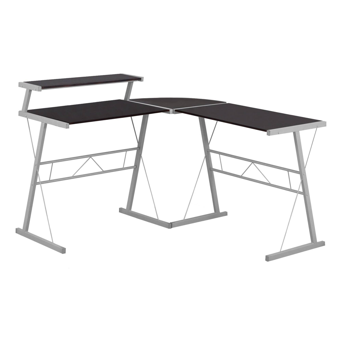 Cappuccino Top Silver Metal Computer Desk L362