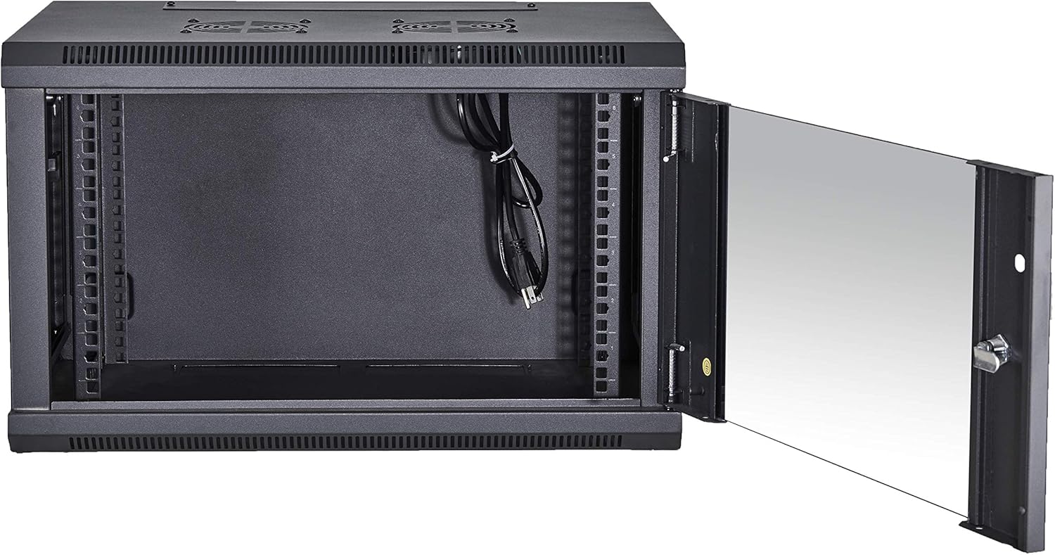 19-Inch Wall Mount Server Rack Cabinet with Locking Tempered Glass Door G589