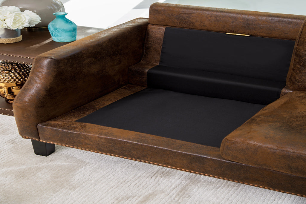 Dark Brown Faux Leather Reversible Chaise Sectional Sofa C512986