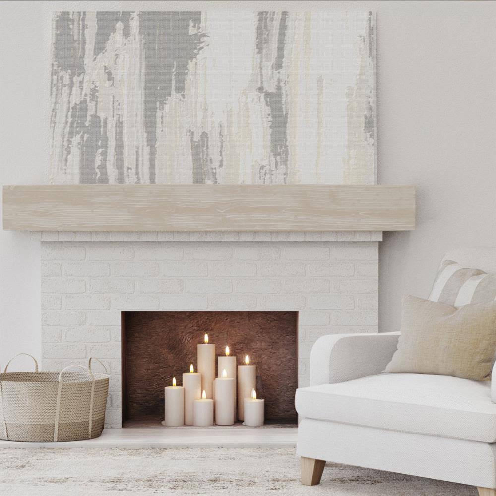 Sandblasted Faux Wood Fireplace Mantel, White Washed V747