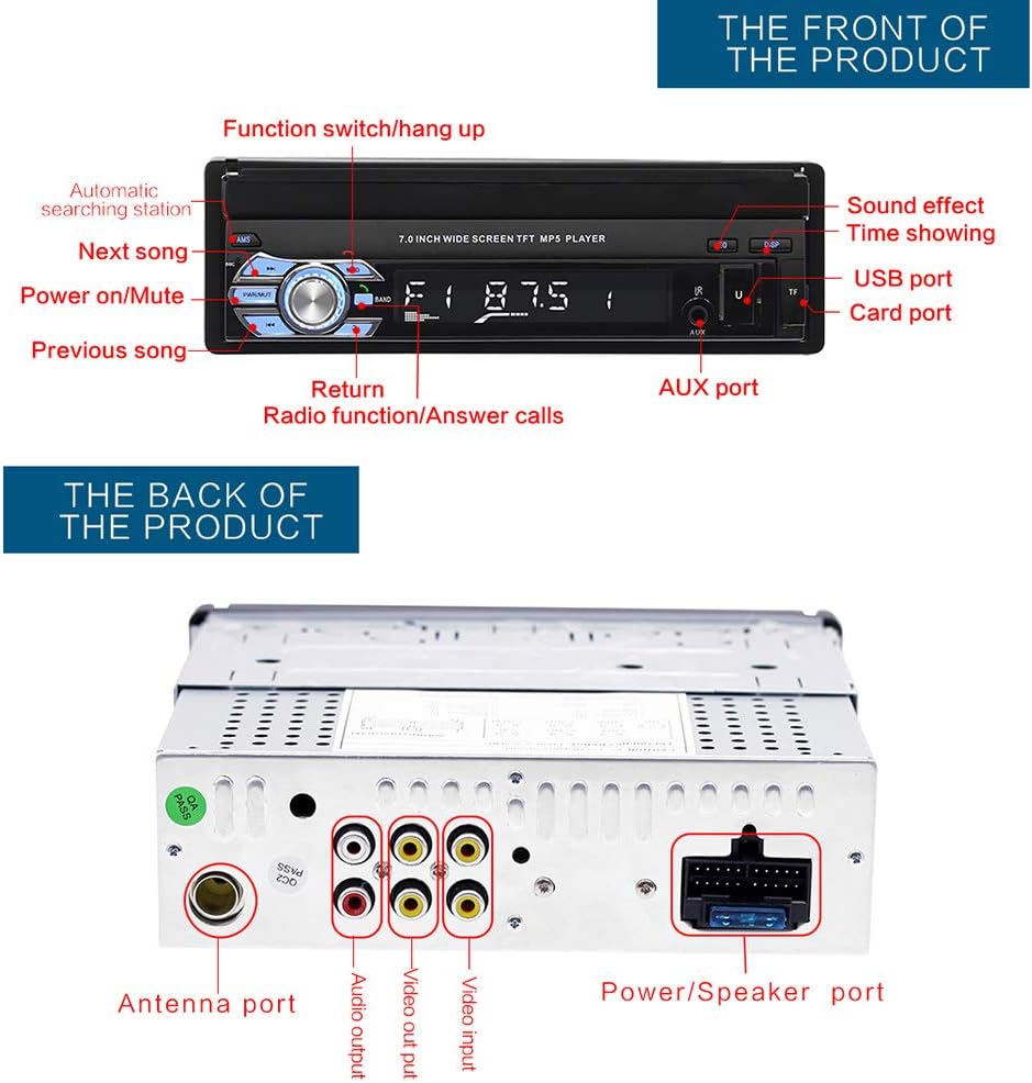 Single Din Touchscreen Car Stereo with Bluetooth FM Radio USB AUX Input C4310