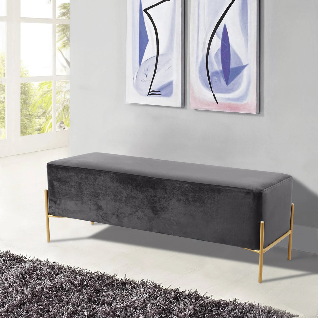 Grey Velvet Bench A5813