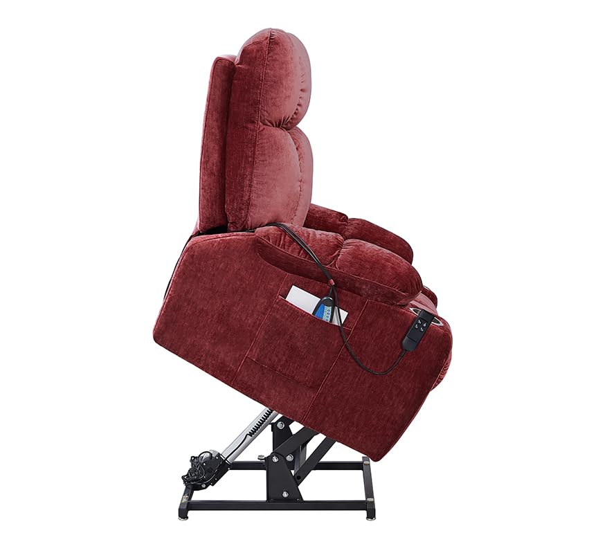 Red Power Lift Recliner Chair with Massage and Heat E2089