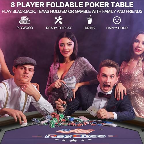 50 inch Foldable Octagon Poker Table with Stainless Steel Cup Holders U895