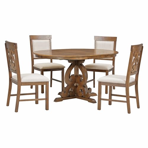 5-Piece Rectangular Counter Height Wood Dining Table Set with 4 Upholstered Chairs O2243